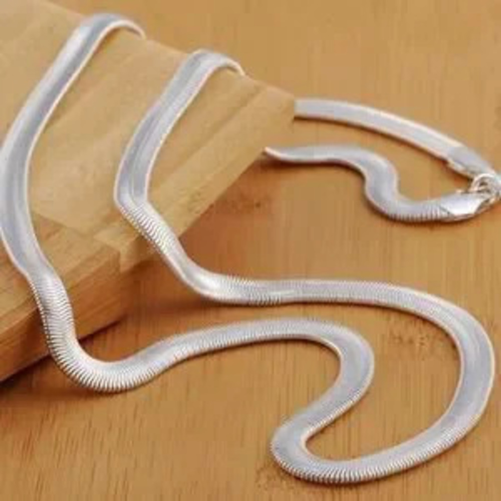 Elegant Silver Snake Thick Necklace 20